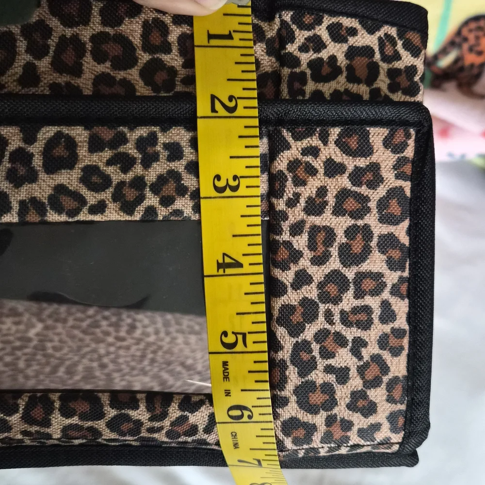 Set Of Two Animal Print Collapsible Storage Fabric Bins With See Through Window
